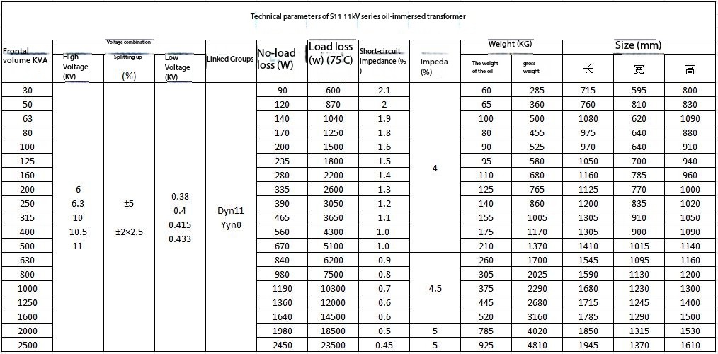 10kV oil immersed transformer1020